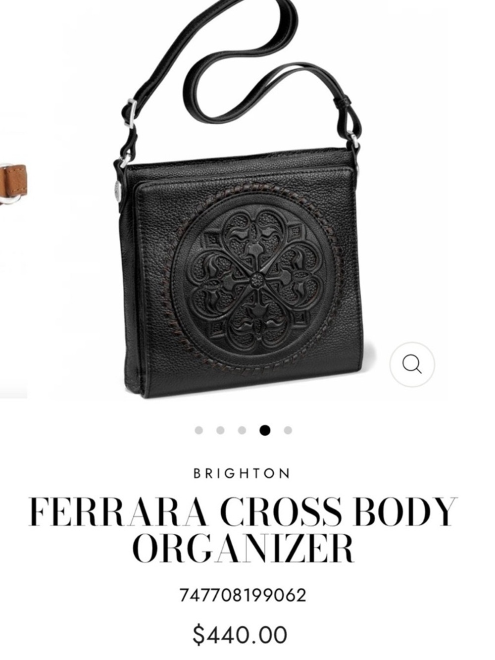 BRIGHTON FERRARA BLACK MEDALLION MAGNETIC CLOSE HIDDEN ORGANIZER CROSSBODY - Picture 2 of 15